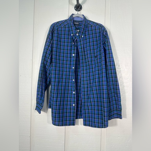 Chaps Other - Chaps Shirt Mens Blue Green Plaid Size XXL EUC